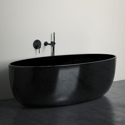 LUSSO STONE VETRINA BLACK STONE RESIN SOLID SURFACE FREESTANDING BATH 1700 - Products