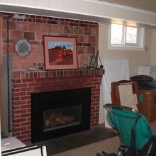 basement brick fire place