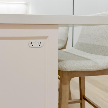 Transitional Kitchen with Flush Discreet Outlets in Island