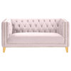 Michelle Fabric Upholstered Chair, Gold Iron Legs, Pink, Velvet, Loveseat