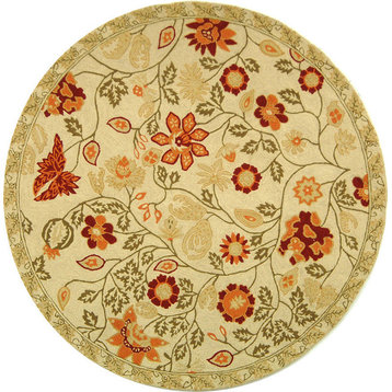 Safavieh Chelsea hk716a Floral Rug, Ivory/Green, 4'0"x4'0" Round