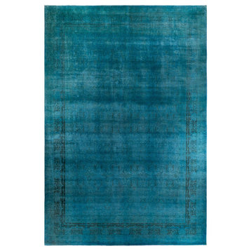 Overdyed, One-of-a-Kind Hand-Knotted Area Rug Blue, 12' 3" x 17' 9"