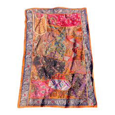 Orange Zardozi Indian Tapestry, Wall Decor, Wall Hanging Tapestry