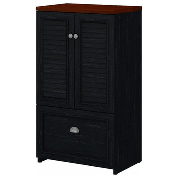 Fairview Storage Cabinet with File Drawer in Black and Cherry  - Engineered Wood