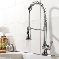 Pampa Chrome Finish Single Handle Kitchen Sink Faucet with Pull Down Sprayer - Kitchen Faucets