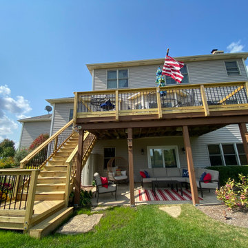 Pressure Treated Pine Deck Round Pickets & Gate in Sugar Grove, IL