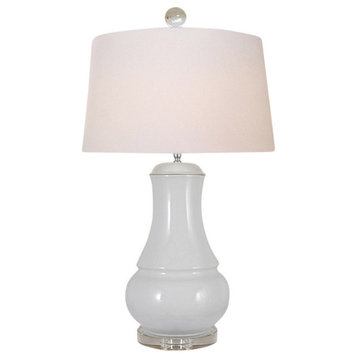 White Porcelain Vase Clear Base Table Lamp 30"