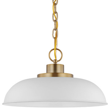 Nuvo Lighting 60/7480 Colony 15"W Pendant - Matte White / Burnished Brass
