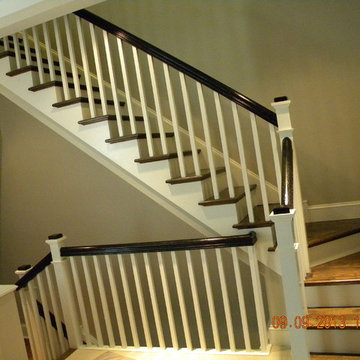 New Stair and Rail - painted Box Newels and Balusters with stained Handrail