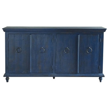 Macao Collection Rustic Solid Wood Sideboard, Living Room Console With 4-Doors