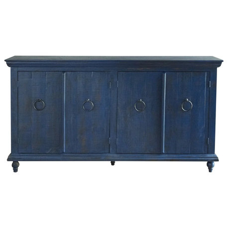 Macao Collection Rustic Solid Wood Sideboard, Living Room Console With 4-Doors