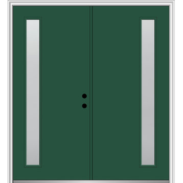 60"x80" 1-Lite Frosted LH-Inswing Painted Fiberglass Double Door, 4-9/16" Frame