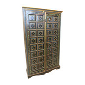 Mogul Interior - Antique Floral Pained Doors Reclaimed Rajasthan Black Armoire Wardrobe - Armoires And Wardrobes