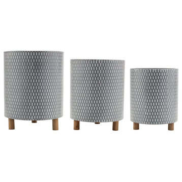 Container (Set Of 3) 9.5"D x 11.75"H, 10.5"D x 13.5"H, 12"D x 15"H Iron/Wood