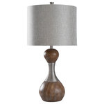 Stylecraft - Dube 33" Table Lamp - A wood-like finish lends a natural touch to the voluptuous curves of the Bolton table lamp. Paired with a neutral tan shade, this piece supports contemporary decor with subtle elegance. Its understated beauty makes this lamp a hit for updating ones bedroom nightstands.