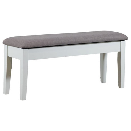 Linon Jane Storage Bench with Rustic Taupe Padded Top in Vanilla White Wood