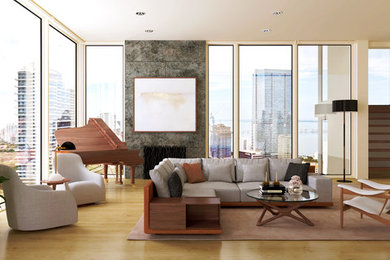 Example of a minimalist living room design in Miami
