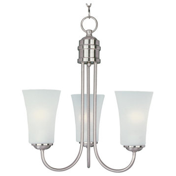 Logan 3-Light Chandelier, Satin Nickel, Frosted