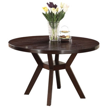 Benzara BM177800 Round Wooden Dining Table, Espresso Brown