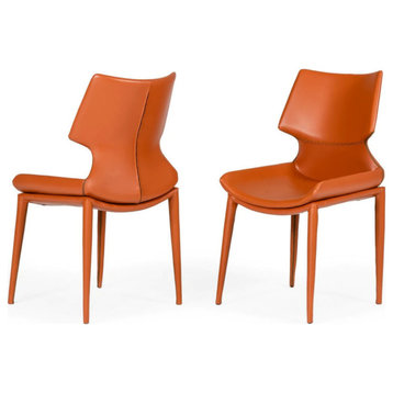 Ralph Contemporary Cognac Eco-Leather Dining Chair, Set of 2