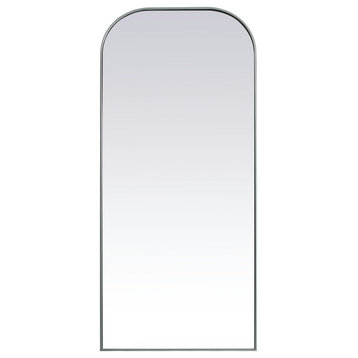 Metal Frame Arch Full Length Mirror 32X76 Inch, Silver