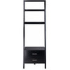 Winsome Bellamy 3 Shelf Transitional Solid Wood Leaning Drawer Bookcase in Black