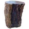 Raw Wood Rough Grain Finish Irregular Shape Short Stool Table Hcs7537