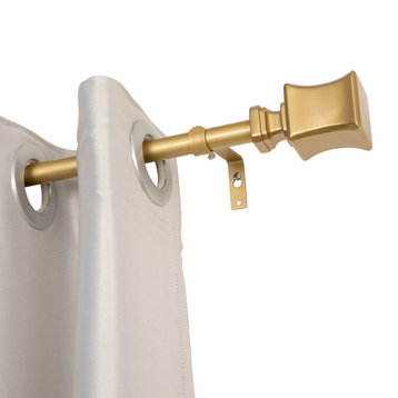 UTOPIA ALLEY 3/4" Single Adjustable Curtain rods for Windows, Gold, 48"-86"