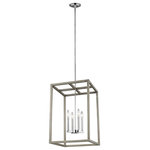 Generation Lighting Collection - Moffet Street Medium 4-Light Hall/Foyer, Washed Pine - The Moffet Street Collection offers a distinctive take on a rustic theme. Built in broad steel frames with hand-applied finish that mimics natural wood. This combination of rustic and urban fits comfortably in a wide variety of environments. The sharp, squared lines of the frame complement a wide variety of settings. The collection includes eight-light foyer, four-light foyer, one- light wall sconce, and a six-light island fixture. The Moffet Street Collection is available in three beautiful finishes Washed Pine, Brushed Nickel and Satin Bronze All fixtures are California Title 24 compliant and damp rated for use in sheltered, damp environments.