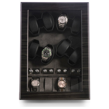 Ash Wood High Lacquer Eight Watch Winder and 4 Watch Storage Case
