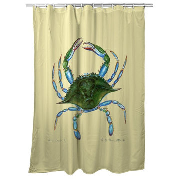 Betsy Drake Female Blue Crab Shower Curtain - Yellow