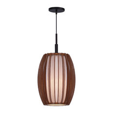 Fins Wood 1-Light Mini-pendant, Bronze