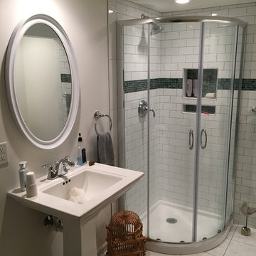 Changing a 1940 basement to rec-room and full bath Stephan Krentz design & built