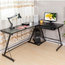 Modern Sleek Desk, MDF, Wood Effect and Metal Frame, Reversible Design, Black