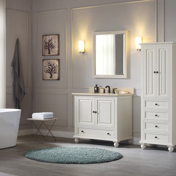 Avanity Thompson 37 in. Vanity Combo in French White finish with Galala Beige