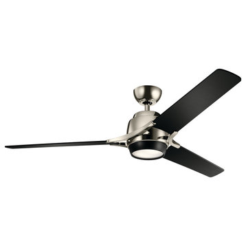 60" Zeus Ceiling Fan With Light Kit, Polished Nickel