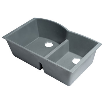 AB3320UM-T Titanium 33" Double Bowl Undermount Granite Composite Kitchen Sink