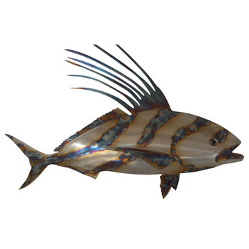 Snapper fish laser cut steel wall mounted - Size: 26"L x 2"W x 17"H.
