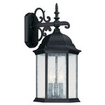 Capital Lighting - Capital Lighting 9834BK Main Street - 19" 3 Light Outdoor Wall Mount - Shade Included: TRUE  Room: OutdoorMain Street 19" Three Light Outdoor Wall Lantern Black Seeded Glass *UL: Suitable for wet locations*Energy Star Qualified: n/a  *ADA Certified: n/a  *Number of Lights: Lamp: 3-*Wattage:60w Candelabra bulb(s) *Bulb Included:No *Bulb Type:Candelabra *Finish Type:Black