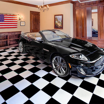 Sophisticated Houston Garage Renovation with Custom Cabinets & Checker Tile