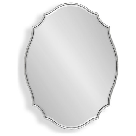 Leanna Scalloped Oval Wall Mirror, Silver, 18x24