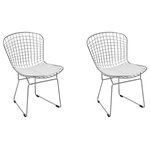 Mod Made - Chrome Wire Dining Side Chair With Faux Leather Seat Cushion, Set of 2, White - An ideal option for any Mid Century Modern dining room setting. Perfect for a rich reflective look. Made with strong and durable chrome wire and compelted with a well padded seat cushion. Choose from Black, Red, or White.