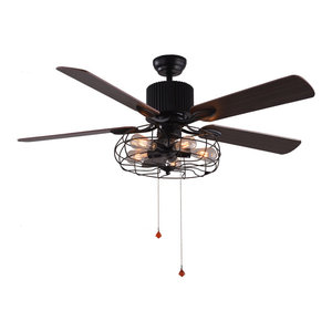 36 Black Modern Industrial Retractable Ceiling Fan With Remote