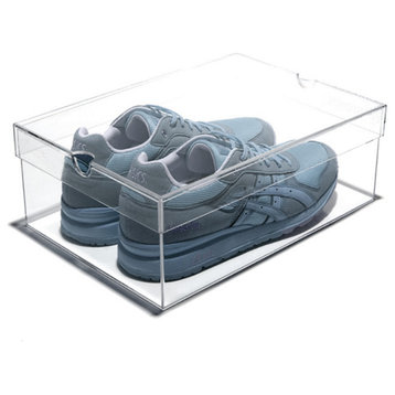 OnDisplay Luxury Acrylic Shoe Box - Clear Lucite Shoebox with Lid (Medium/Women