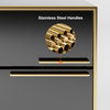Cylina 2-Drawer Nightstand Minimalist Design in Gold, Black