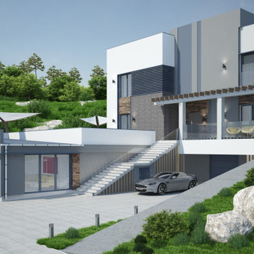 High-tech house exterior rendering project