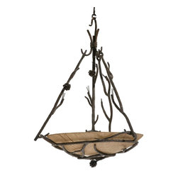 Rustic Pine Globe Wrought Iron Chandelier - Chandeliers
