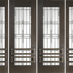Prehung Prehung 2-1/4" Thick Mahogany Double Doors Sidelites Matte Glass Iron Wo - Front Doors