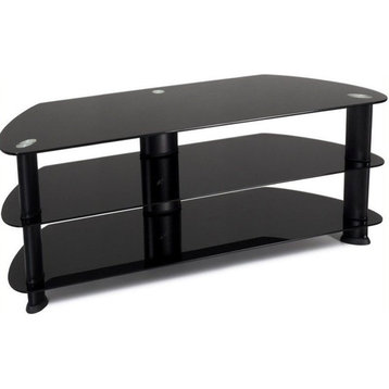Atlin Designs Transitional Glass & Aluminum TV Stand for TVs up to 65" in Black