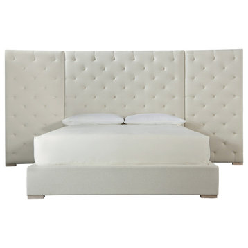 Universal Furniture Brando 163" Tufted King Panel Bed in Quartz